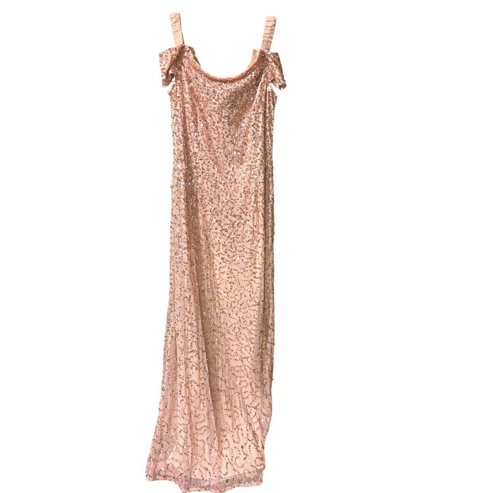 Marina Sequin Gown Women 4 Blush Pink Off-the-Shoulder